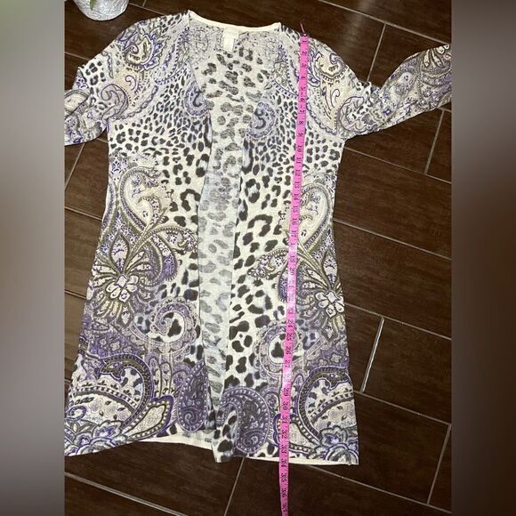 Chico’s Animal Paisley Ashton linen/cotton Cardigan sz 1 (medium) - Picture 11 of 12